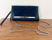 White House black market navy blue silver clutch and shoulder bag new