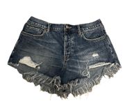 Free People High Waist Distressed Denim Jean Shorts