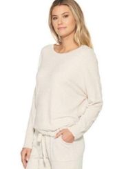 Barefoot Dreams Ivory White Cozychic Ultra Lite Knit Pullover Sweatshirt M