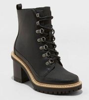 A New Day Black Tessa Lace Up Boots Women’s Size 8.5