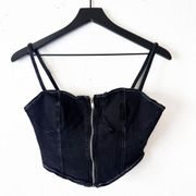 Nasty Gal  Black Denim Corset Crop Top Women's Size 6