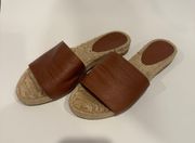 Saks fifth avenue tan espadrille slides