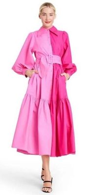 Women’s Christopher John Rogers x  Two-Tone Pink Maxi Shirt Dress