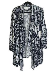 New French Laundry Animal Print Open Waterfall Front Knit Cardigan Plus Size 1X