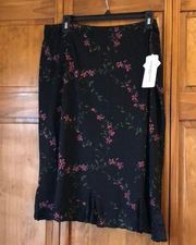 NWT Vintage Notations Black Floral Skirt 2X