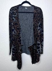 WOMEN'S Open Front Cardigan Sweater Size XS Venus Leopard Print Sweater