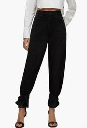 AllSaints Tara Tie Hem Straight Leg Jeans Washed Black