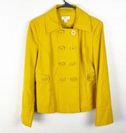 LOFT Mustard Yellow Double Breasted Lined Trench Coat, Size Small