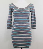 Women’s Stretchy Striped Gray Dress, Size M