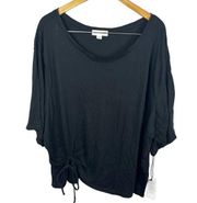 NWT Treasure & Bond Keyhole Ruched Black T-shirt Tunic Size 3X Plus Size Basics