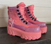 Dolls Kill  Pink combat platform boots Addy The Baddy Bear Combat new size 5