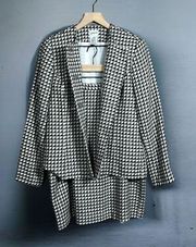 I Vintage 80s Black & White Houndstooth Skirt Suit Set Separates