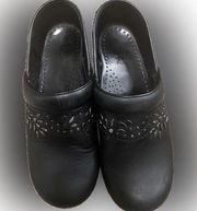 Dansko Patricia Mule Black Leather Clogs Size 39