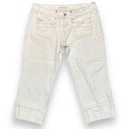 Jordache Womens Denim Jeans Capri Stretch Rolled Cuff Off White Size 15 16