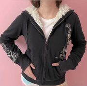 Y2K  Elena Gilbert Bella swan rhinestone Hoodie Zip Up Jacket