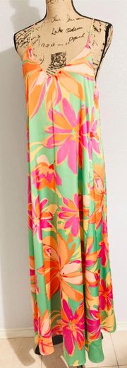 ASL Floral Satin Maxi Dress