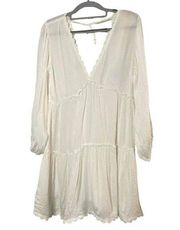 NWT Blue Island‎ Womens Cream Gold Metallic Layered A-Line Dress Extra Small