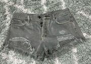 Free People Festival SZN ready olive green sz 25 distressed button fly jean shorts