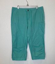 Patagonia Sea Foam Green/Blue Lightweight Crop Pants EUC Sz 14 Organic Cotton