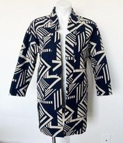 Old Navy Blue Southwestern blazer Coat XSMALL Open Front Geometric Print NEW