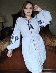 Chelsea & Violet embroidered dress blue flowers