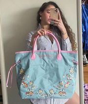 NEW ED HARDY WOMEN PALE BLUE Cherry Blossom TOTE BAG / HANDBAG / SHOPPER BAG