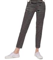 LOFT Riviera Marisa Cropped Pant Black Cream Striped - Size 6 Petite