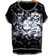 NWOT Tiger Face Pattern Graphic Tee SZ-S