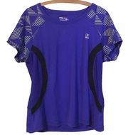 FILA  SPORT TOP RUNNING BLUE SHORT SLEEVE SHIRT WOMENS SIZE XL ATHLEISURE $45