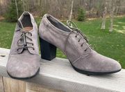 size 11 Araya Hale lace up heeled oxfords, booties - Gray Suede Leather