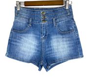 Mind Code Womens High Rise Skinny Jean Shorts 2" Inseam Size Medium Boho