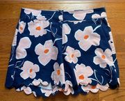 Isaac Mizrahi Navy with Pink Floral Scalloped Shorts Size 6