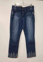 Jones New York Madison slim Ankle Embroidered Jeans Size 16. A35