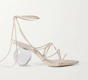 Off White Strappy Leather Lace Up Su Sandal Heels