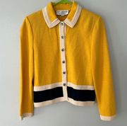 St.John Collection Cardigan Sweater Jacket Gold Buttons Size 2 Yellow