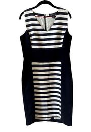 Striped Mod Sleeveless Marcie Dress Size 8 Black Ivory