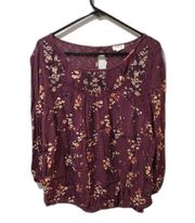 Mason & Belle Purple Floral Embroidered Blouse tunic XL stitch fix