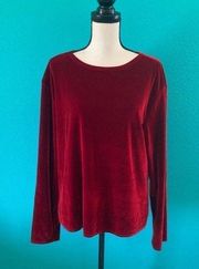 CP shades long sleeve red velvet shirt in size large