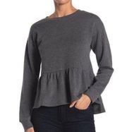 14th & UNION Women's Grey Peplum Hem Crewneck Sweater Sz M