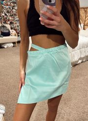 For Love and Lemons Marie Side Cut-out Mini Skirt in Aqua