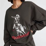 Pacsun Budweiser Rodeo Six Crewneck Sweatshirt Size Medium Gray