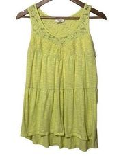 Wrangler Tank Top Tiered Lace Solid Ice Lime Large