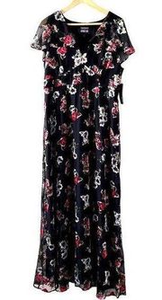 Anna Sui Modcloth Dress Womens 14 Authentically Chic Dark Floral Flutter New