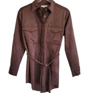 3 for $20 Good American Faux Suede Chocolate Brown Belted Shirt Jacket XS NWT