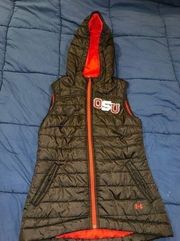 OSU Ohio State Under Armour NanoPuff Puffer Vest M‎ Semi Fitted with Hood