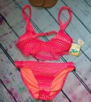 Hobie Women's Crochet Hot Pink Swim Set (NWT)