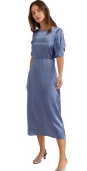 Modern Citizen Juliette Puff Sleeve Silken Dress Blue Small