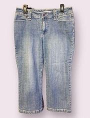 Chico’s Platinum Cropped Jeans with Embellished Pockets - size 1.5 (10)