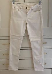 J.Crew  low rise white toothpick ankle jeans. Size 25