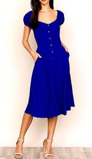 Yumi Kim Mercer Street Royal Blue Midi Dress Size Medium